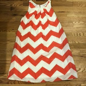 Coral and white chevron dress